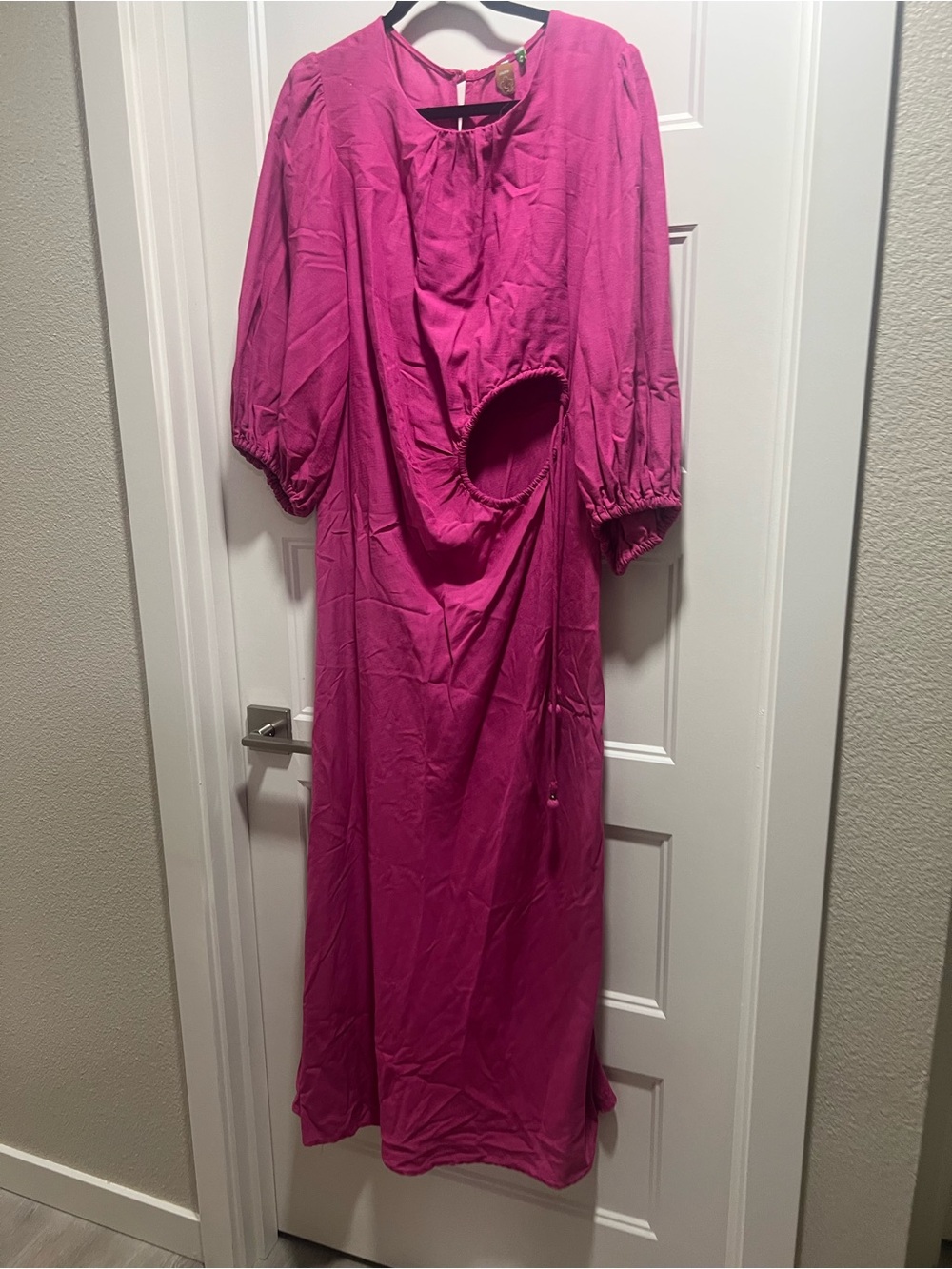 FARM Rio Hot Pink Maxi Dress with Circular Side Cutout